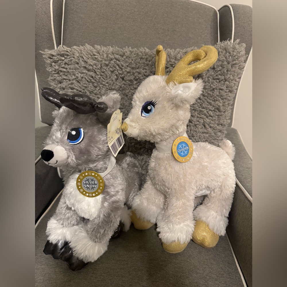 Build-A-Bear Gray and Cream Reindeer Duo